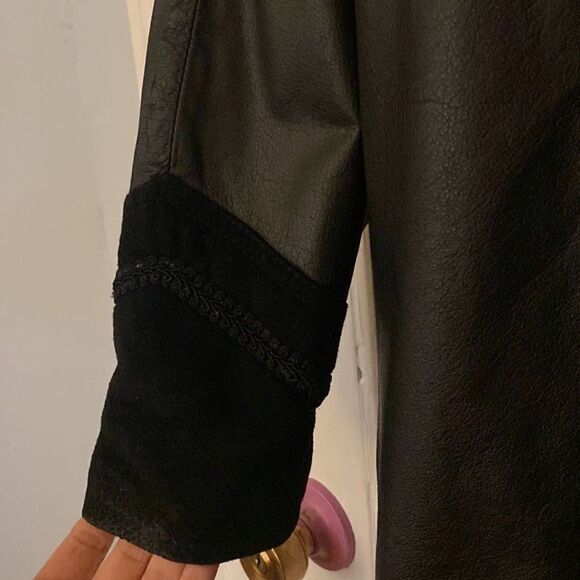 🎀 VINTAGE 🎀 80s Chic Black Leather & Suede Jacket Size Medium - Picture 12 of 13